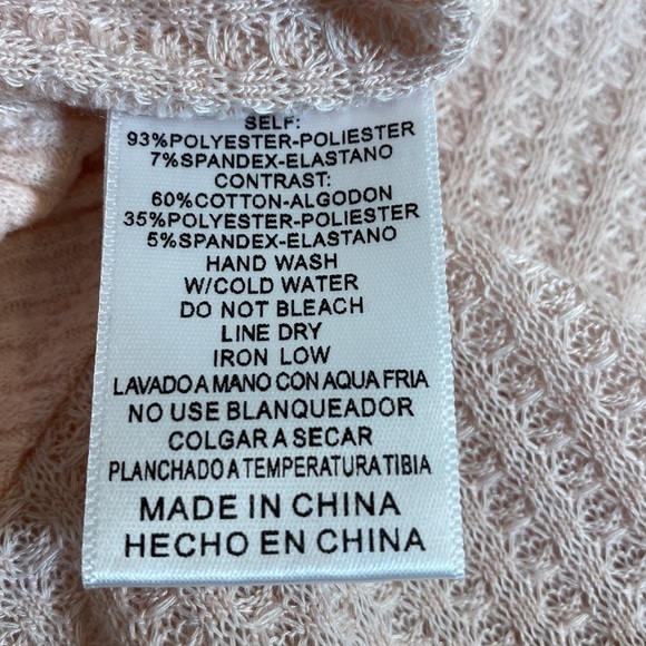 LISTCLE Long Sleeve Waffle Knit Top Dusty Pink Size M - Picture 9 of 12